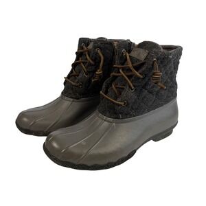 Sperry‎ Top Sider Waterproof Rubber Duck Boots Quilted Wool Blend Gray Women 6.5